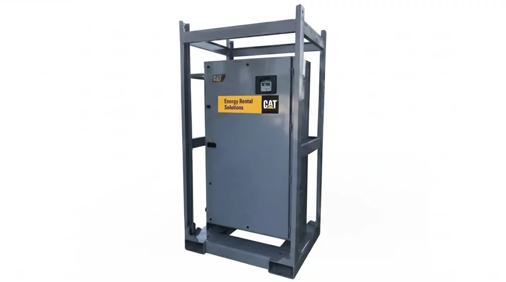 CAT portable iLine power distribution panel unit in steel skid frame for temporary industrial power distribution rental
